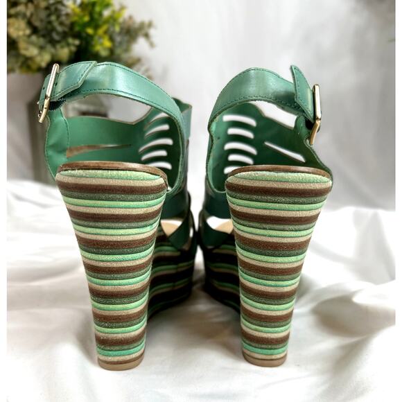 Anna Luz Leather Open Toe Wedge Sandals Handmade Brazil 10 - Picture 11 of 13